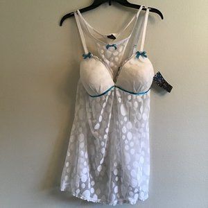 Per Lei plus size 1X white baby doll with G-string